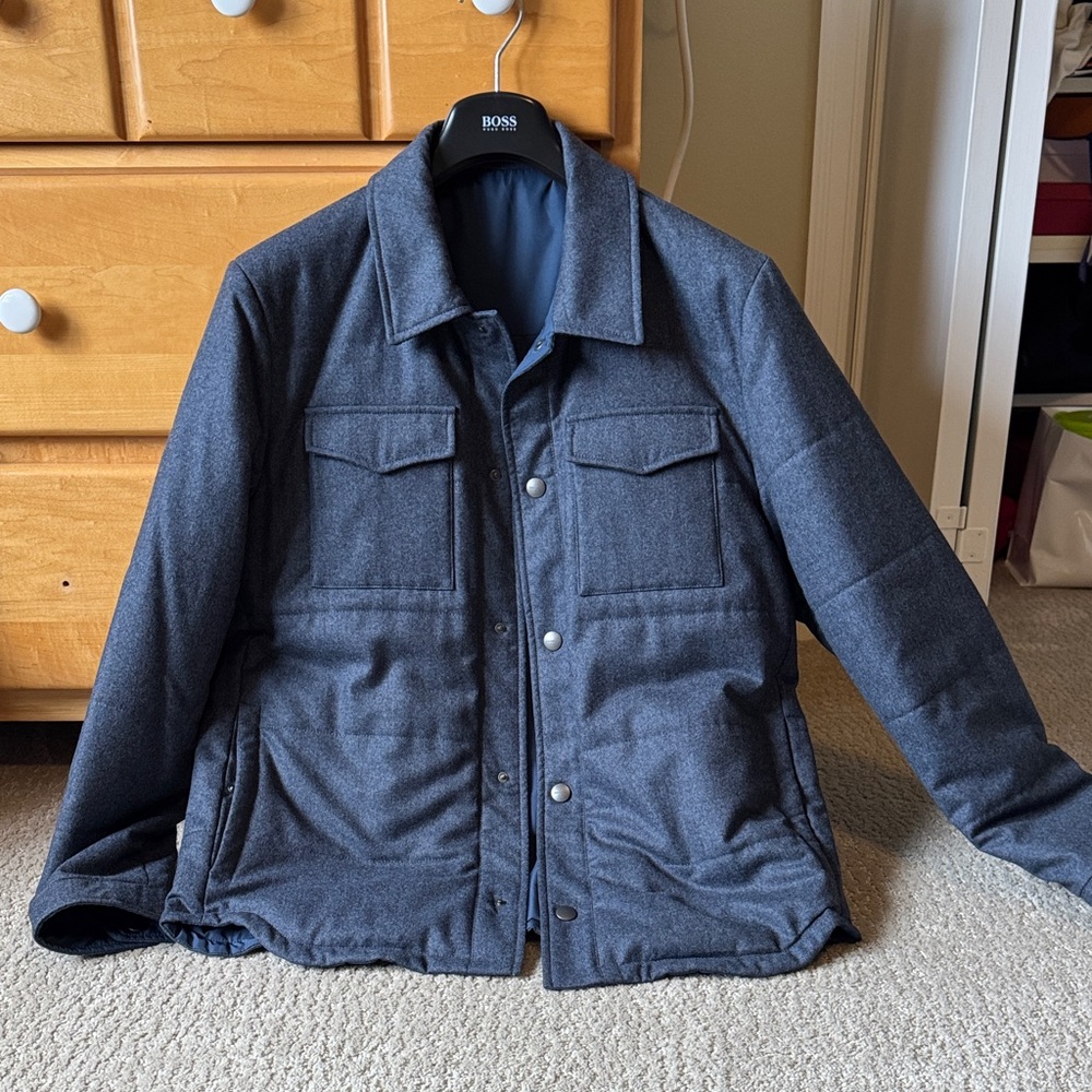 Men's Canali Blue Reversible Jacket